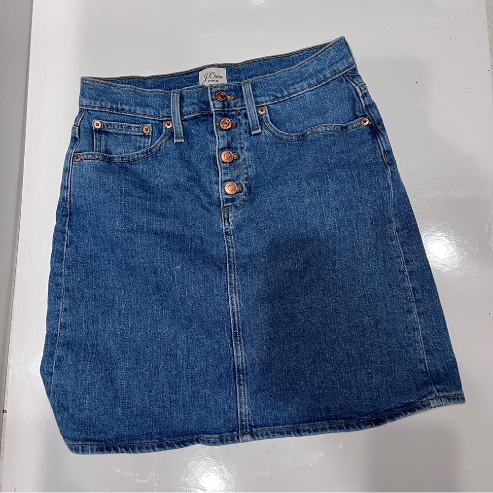 J. Crew Denim Button-Front Skirt